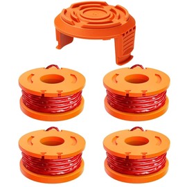 MUFUSHAN 4 x WA0004.1 grass trimmer spool with 1 x spool cover, compatible with all Worx grass trimmers with 20 V, diameter 1.65 mm/3 m trimmer thread spool WG157E.9 / WG163E / WG163E .9 / WG173E.9