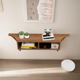 Pmnianhua Floating Console Table,39'' Wall Mounted Entryway Table,Floating Console Shelf for Entryway Hallway,Foyer,Small Space(Walnut)