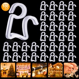 TITE 100 PCS Mini Plastic Gutter Hanging Hooks Outdoor Christmas Lights Hooks Clips for Christmas Party Birthday Wedding Decoration (B)