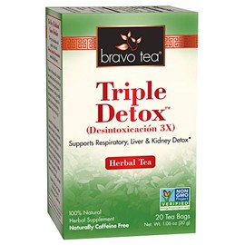 Bravo Tea Triple Detox Herbal Tea Caffeine Free, 20 Tea Bags