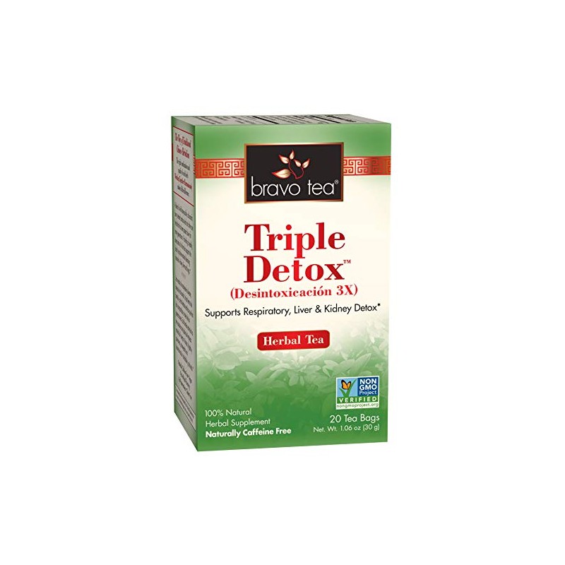 Bravo Tea Triple Detox Herbal Tea Caffeine Free, 20 Tea