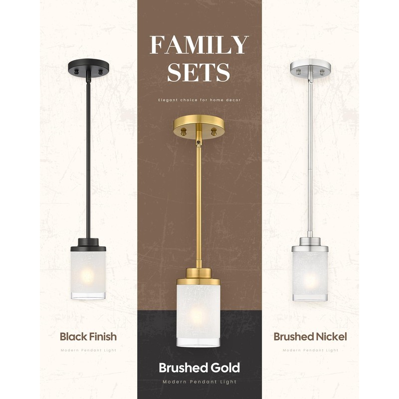 TENGXIN Modern Pendant Light for Kitchen Island, Brushed Gold Hanging