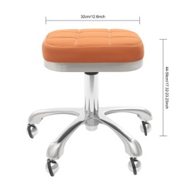 CRYBY Square Rolling Stool, Adjustable Swivel Stool SPA Stool Chair with Wheels, Work Stool for Bedroom Counter Shop Salon Massage Home Office Desk, 330.69lbs Load, 12.6 * 17.32-23.23 Inch (Brown)