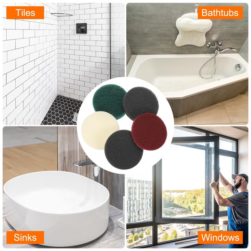 sourcing map 12pcs Scrubber Scouring Pads 400 Grits 5 Inch