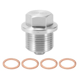 A ABSOPRO Oil Drain Plug Anti Leakage Oil Pan Drain Bolt Screw Thread Repair Aluminum Alloy Silver Tone 1 Set M20x1.5
