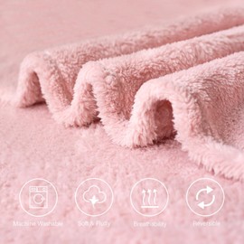 ZYFZCYBL Sherpa Fleece Throw Blanket for Couch, Soft Warm Thick Blanket for All Season Cozy Fluffy Microfiber Throw Flannel Double Reversible Luxurious Blankets for Bed Sofa, Pink Throw Size 50"x60"