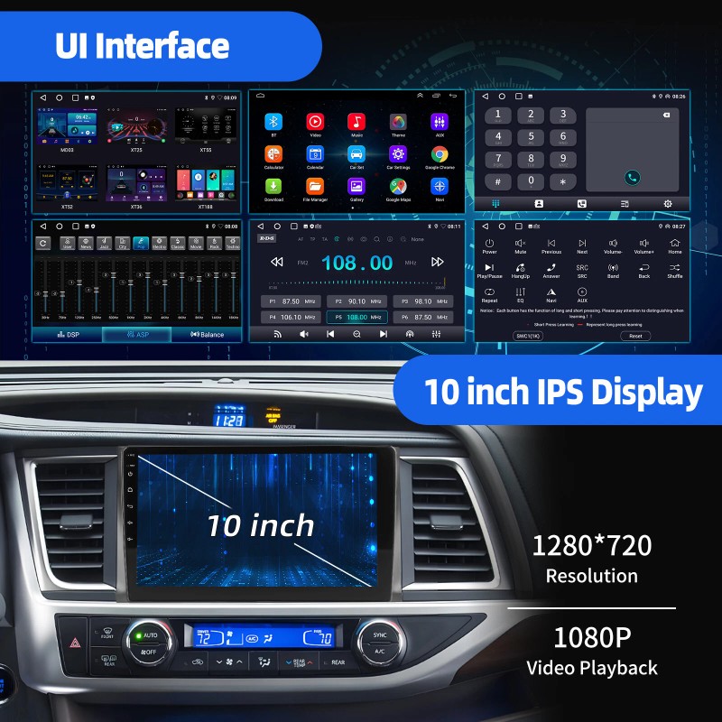 ESSGOO For Toyota Highlander 15-2019 Car Stereo Radio Carplay Android
