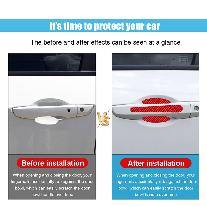 GLSOWEE 8PCS Carbon Fiber Car Door Handle Cup Scratch Protectors,