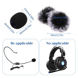 Microphone Cover Furry Windscreen & Foam Cover Set for Lavalier Lapel Microphone Microphone Cover Professional Lapel Headset Windscreen Foam Cover Set