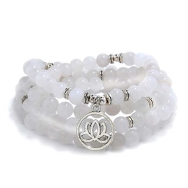 Lotus Flower Gifts Mala Beads 108 Healing Bracelet Necklace Meditation Accessories, Stone, No Gemstone