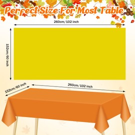 Patelai 12 Pcs Fall Thanksgiving Tablecloth 60 x 102 Inch Disposable Plastic Table Cover for Rectangle Tables Yellow Orange Brown Table Cloth for Thanksgiving Party Table Decoration Supplies