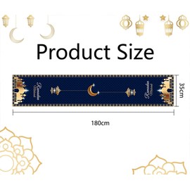 Ramadan Mubarak Table Runner, Ramadan Table Cloth Blue Ramadan Tablecloth, Eid Ramadan Table Runner, Blue Moon Mosque Ramadan Table Runner Dinning Room for Home Ramadan Decorations