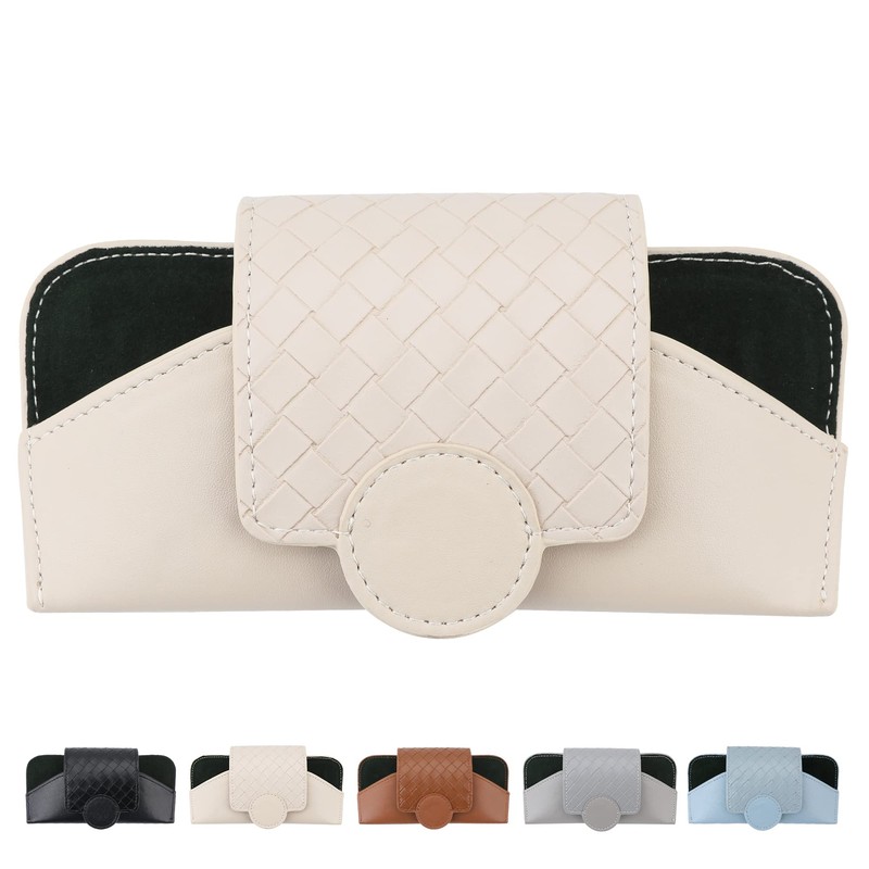 KINIVA Sunglasses Holder for Car Visor Leather Glasses Case with
