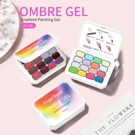 Finger Secret 16Colors Ombre Gel Nail Polish Set,Gel Ombre Color Palette,Pat Painting Polish with 100Pcs Nail Sponges for 3D Omber Nails Art Patting in Salon or Home Use
