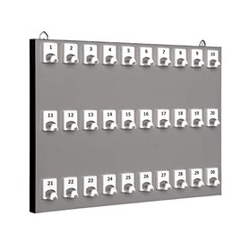KEYSTAND # 30PGS with 30 Numbered Hooks for Real Estate Offices & Rentals (30 Sets of Tag & Ring Included)