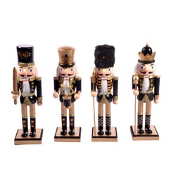 Ciao Christmas Nutcracker Toy Soldier Drummer (24 cm) Wooden Glittery Decoration, Black/Gold