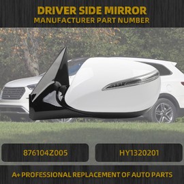 Dasbecan Left Driver Side Power Door Mirror Compatiable with 2013-2018 Hyundai Santa Fe Sport With Heated Manual Folding Turn Signal Light Replace# 8765104Z005 HY1320201 Left White 6Pins