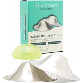 Silver Nursing Cups - Reusable 925 Silver Nursing Covers for Sore Nipples, Postpartum Mom Breastfeeding Essentials, Soothes & Protects - Regular