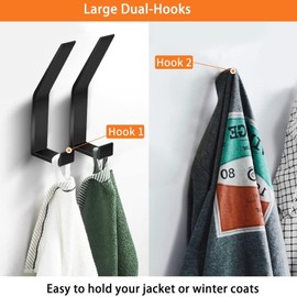 iFCOW Kitchen Hook Rack, 8pcs Heavy Duty Wall Mounted Coat Hooks Double Hooks for Kitchen Bathroom Entryway