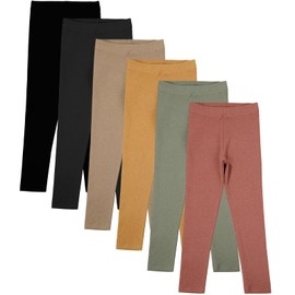 Chicduo 6 Pack Toddler Girl Solid Leggings Soft Comfortable Ankle Length Leggings Kids Stretchy High Waist Pants Multicolor