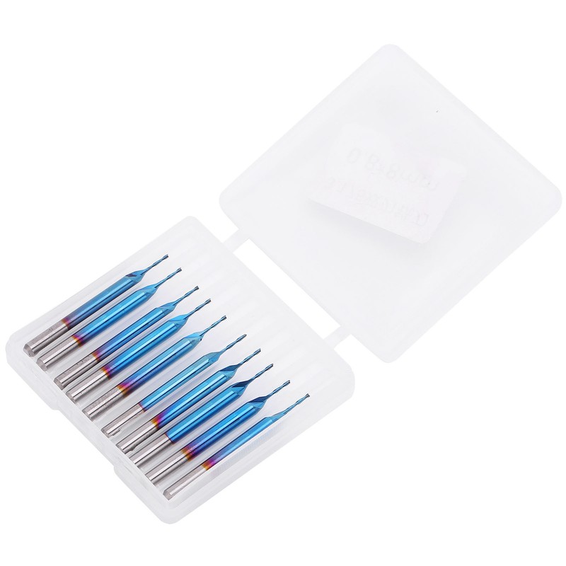 10Pcs 2‑Flute Router Bit Blue Coated Spiral Ball End Mill