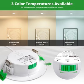 HOMEOW LED Recessed Spotlight, 230 V, Dimmable, LED Spotlights, 5 W, 400 lm, Warm White, Neutral White, Cool White, IP44 Recessed Spotlights, LED 68 mm - 78 mm Hole Size, 24 mm Ultra Flat Ceiling