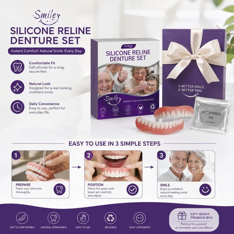 Temporary Cosmetic Denture Set for Adults – Soft Upper &