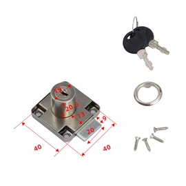 TOP-VIGOR 1Pc Security Cam Lock, 20.5mm Cold Rolled Steel Security Cabinet Lock Cylinder Drawer Cupboard Mailbox Lock with 2 Keys for Household Office, Keys Alike, Nickel