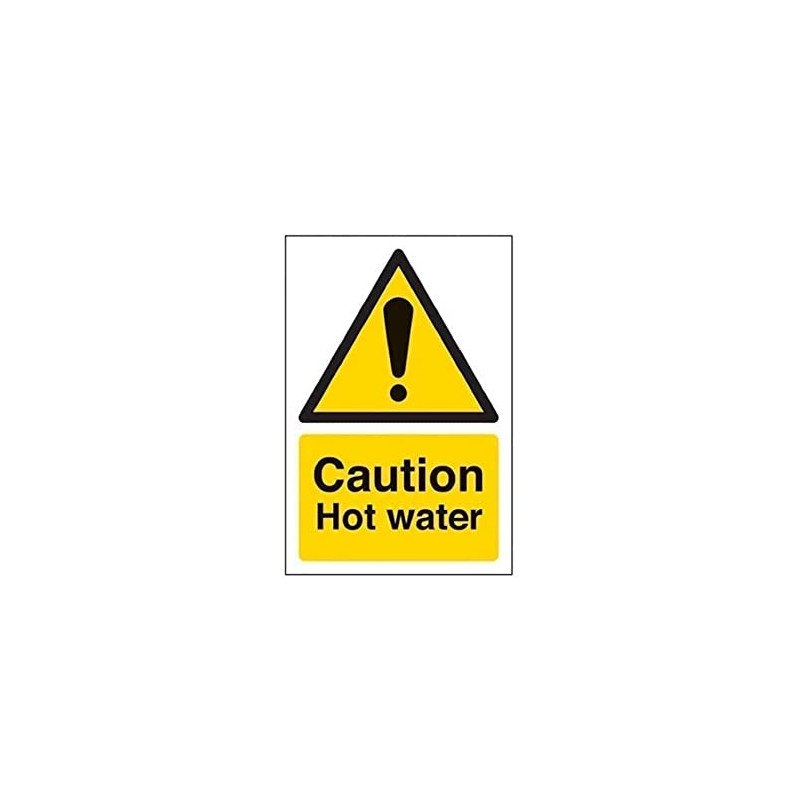 V Safety Caution Hot Water Warning Sign - 100mm x