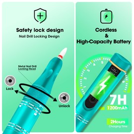LIERKISS Nail Drill Cordless 35000RPM Rechargeable Professional Electric Nail Drill Kit Wireless Nail File Drill Acrylic Drill for Acrylic Gel Nails Manicure Pedicure Polishing Remover