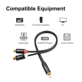 Devinal RCA Y Cable, 1 Male to 2 Female rca Splitter, subwoofer Splitter adapter Gold Plated 10 inch