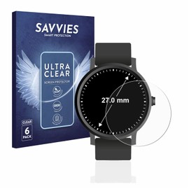 Savvies 6 Pack Screen Protector compatible with Watches (Circular, ø: 27 mm) Protection Film Clear