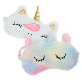 minkissy 2pcs Unicorn Eye Mask Plush Blackout Sleep Masks for Women Breathable Comfortable Eye Protection for Restful Sleep for Travel and Relaxation
