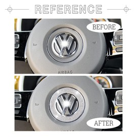 1797 for VW Volkswagen Beetle Accessories Bling Steering Wheel Emblem Logo Cover 2012-2022 Car Interior Badge Trim Sticker Ring Crystals Silver