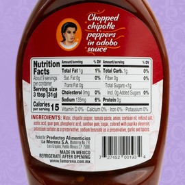 La Morena Chopped Chipotle Peppers in Adobo Sauce Dressing, Great for Marinades, Tacos, and More, 10.76oz (1 unit)