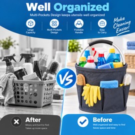 17L Cleaning Caddy for Home Organization – Foldable Oxford Storage Bag with Handle for Bathroom & Kitchen Supplies