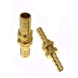 Bulkhead Pipe Fitting POWERTOOL 6MM Hose Pipe Joiner Straight Brass BSP Barbed Connector (Pack of 2)