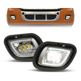 Kojem Bumper Fog Light Set LED Compatible with 2008-2017 Freightliner Cascadia w/Stripe Full LED Projector Pair Front Replacement for A06-51909-001 A06-51908-001 A06-51909-000 A06-51908-000