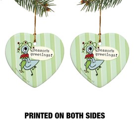 Don't Let The Pigeon Drive The Sleigh Pigeon Character Poses Heart-Shaped Porcelain Holiday Christmas Tree Ornament - 2.8"