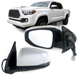Lqito Left Driver side Mirror Fits 2016-2022 Toyota Tacoma With Power Glass, Heated, Turn Signal丨Without Blind Spot Detection Match to White Paint Replace TO1320349 (7Pins)