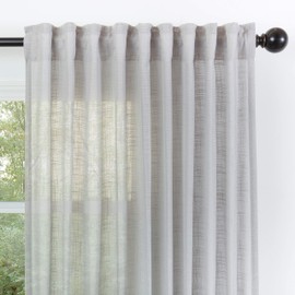 Chanasya Premium 2-Panel Soft Textured Semi Sheer Curtains for Window Living Room Bedroom Kitchen Office - Natural Light Filtering Privacy Window Treatment Drapes - 52 x 96 Inches Long - Silver