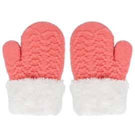 HinyBoeh Kids Toddler-Winter-Knit-Mittens Warm Thick Fleece Snow Gloves for Cold Weather Outdoor 2-6Years Boys Girls