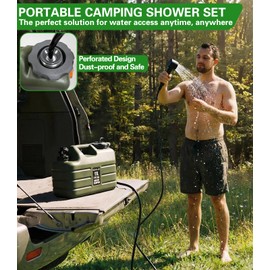 Beviliu Portable Camping Shower with 3 Gallon Food Grade Jug, Lightweight Design & IPX8 Waterproof, Rechargeable Pump with LED Display, Portable Shower for Camping, Beach, Hiking, Pet Cleaning