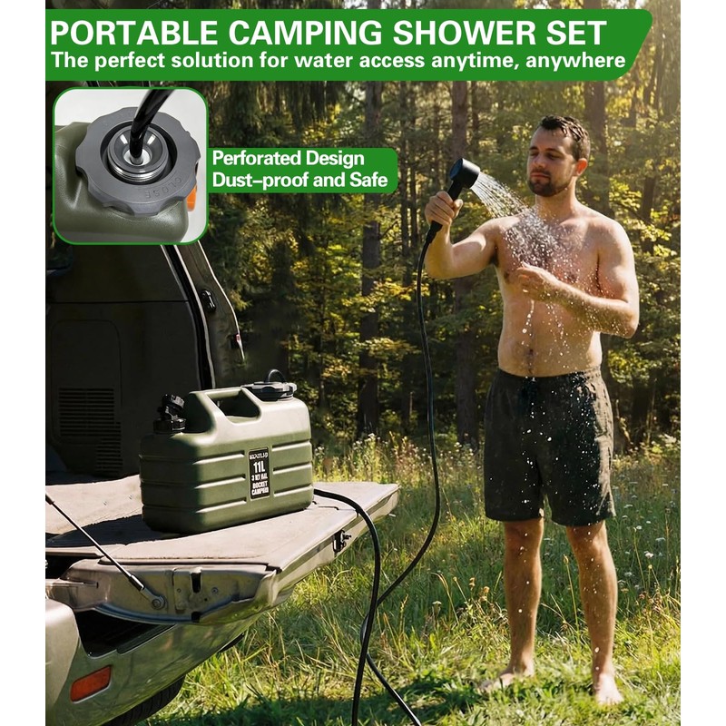 Beviliu Portable Camping Shower with 3 Gallon Food Grade Jug,