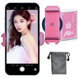 COMTAR Magnet, Smartphone Stand, Magnet, Smartphone Stand, Full Body Selfie Magpie, 360 Degree Rotation, Smartphone Holder, Magnet, For SNS, Compact, Storage Pouch Included (Pink)