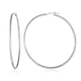 Diamond Treats 925 Sterling Silver Hoop Earrings for Women and Teenage Girls, Diamond Cut Silver Hoop Earrings for Women, Sparkling Hoop Earrings Made of 925 Silver in Various Sizes, Sterling Silver