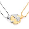 COOLSTEELANDBEYOND Pair Steel Gold Silver Matching Kitty Cat Friendship Pendant