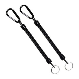 2 Pcs Stretchy Spiral Keyring With Color Carabiner Spiral Retractable Coil Spring Key chain Theftproof Anti-Lost Stretch Cord Safety Key Ring for Keys, Wallet, Cellphone, Backpack