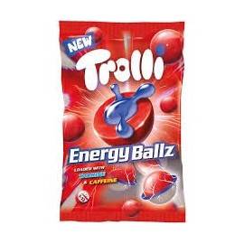 Energy Ballz Gummy Candy - Caffeine Enhanced Sour Fruit Flavored Chewy Snacks - Quick Energy Boost - Convenience Pack - 2 x 75g (150g Total)