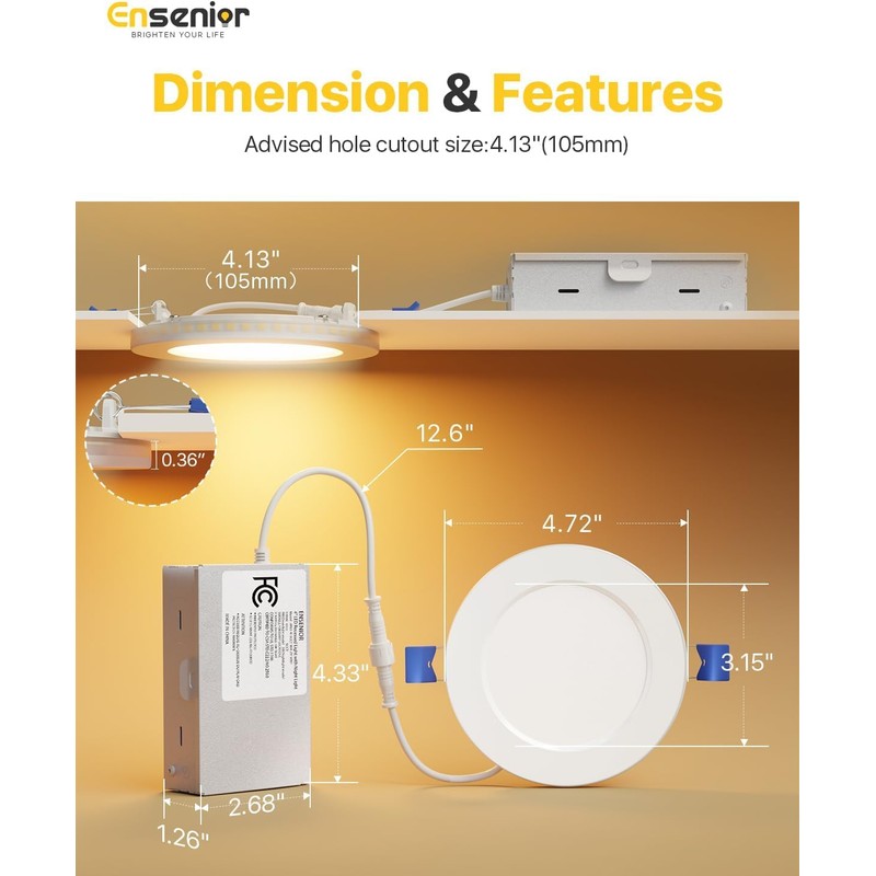 Ensenior 24 Pack 4 Inch LED Recessed Ceiling Light with